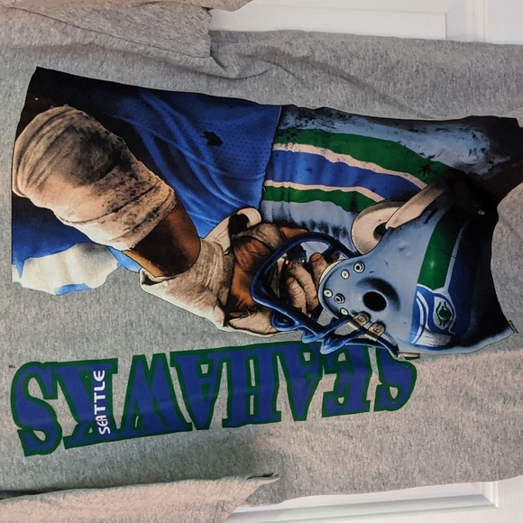 Seattle Seahawks VTG 90s Mens L NWT t-shirt Gray Football Team short sleeve - Picture 2 of 4